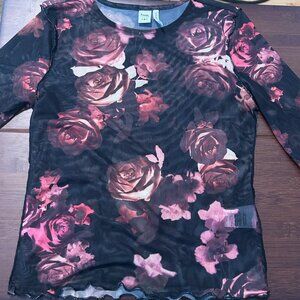 Three Long-Sleeved Black & Multi Mesh Tops